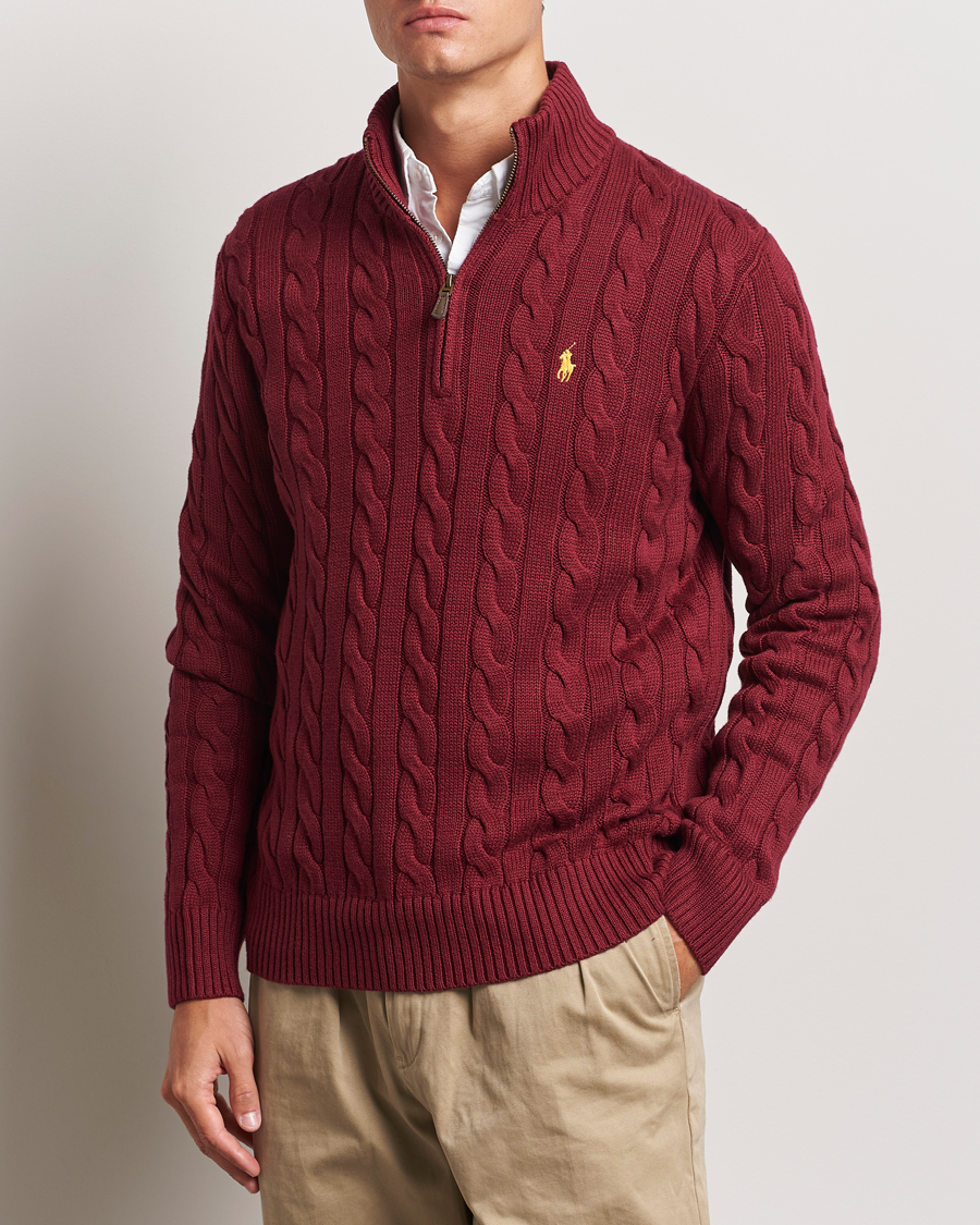 Hombres | Jerséis y prendas de punto | Polo Ralph Lauren | Cotton Cable Half Zip Red Carpet