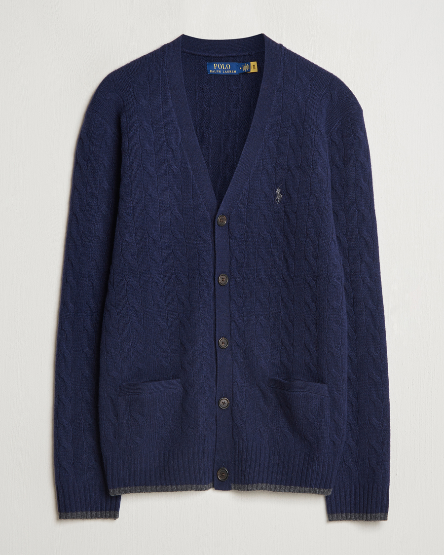 Hombres | Jerséis y prendas de punto | Polo Ralph Lauren | Wool/Cashmere Cable Cardigan Hunter Navy