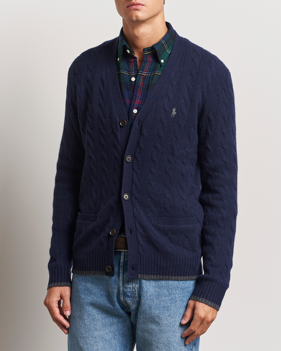 Hombres | Jerséis y prendas de punto | Polo Ralph Lauren | Wool/Cashmere Cable Cardigan Hunter Navy