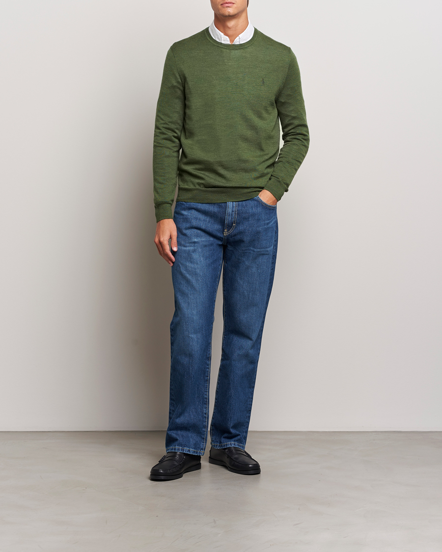 Hombres | Jerséis y prendas de punto | Polo Ralph Lauren | Merino Crew Neck Pullover Classic Olive Heather