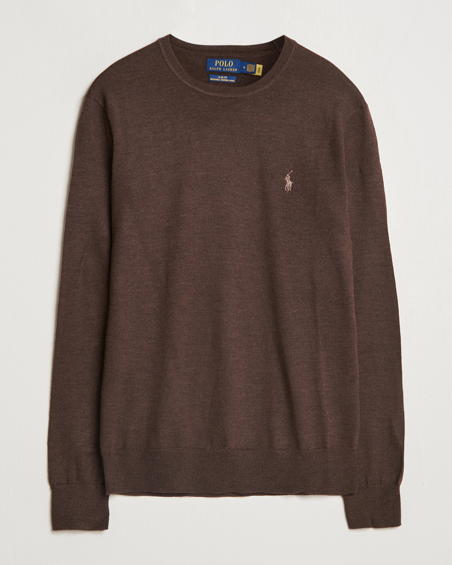 Hombres | Jerséis y prendas de punto | Polo Ralph Lauren | Merino Crew Neck Pullover Cacao Brown Heather