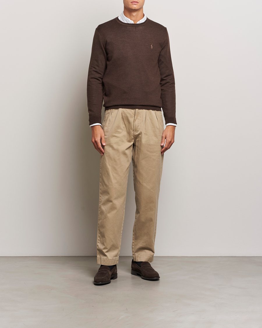 Hombres | Jerséis y prendas de punto | Polo Ralph Lauren | Merino Crew Neck Pullover Cacao Brown Heather