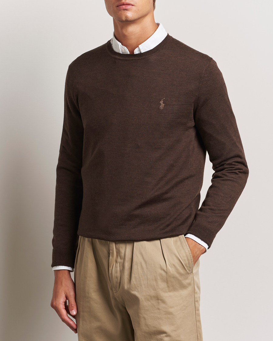 Hombres | Jerséis y prendas de punto | Polo Ralph Lauren | Merino Crew Neck Pullover Cacao Brown Heather