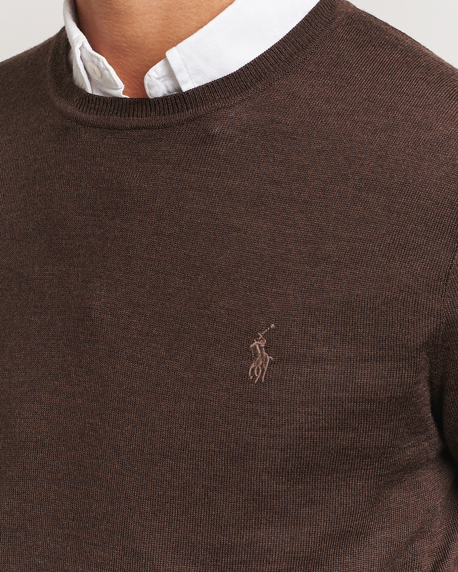 Hombres | Jerséis y prendas de punto | Polo Ralph Lauren | Merino Crew Neck Pullover Cacao Brown Heather
