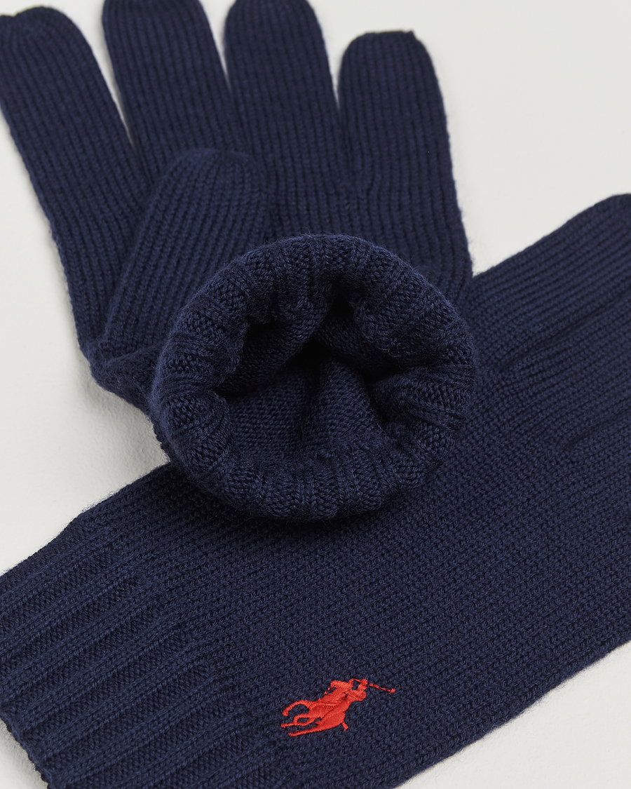 Hombres | Polo Ralph Lauren Merino Gloves Hunter Navy | Polo Ralph Lauren | Merino Gloves Hunter Navy