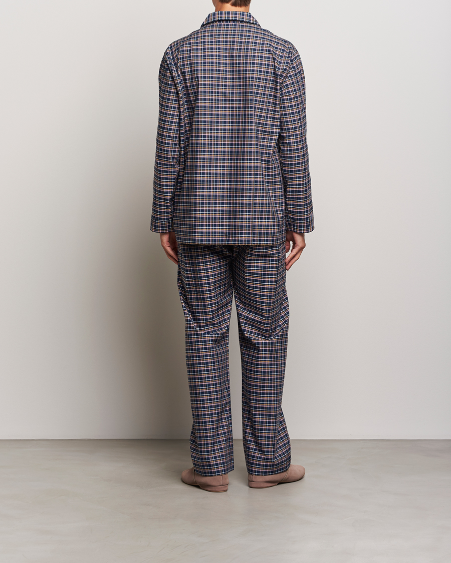 Hombres | Pijamas y batas | Derek Rose | Cotton Checked Pyjama Set Navy