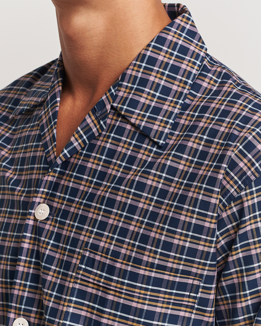 Hombres | Pijamas y batas | Derek Rose | Cotton Checked Pyjama Set Navy