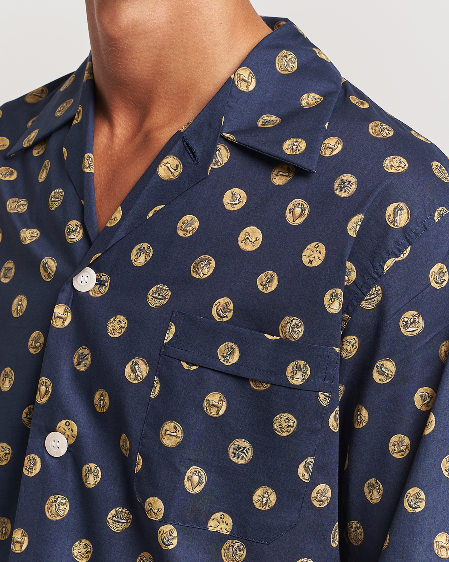 Hombres | Pijamas y batas | Derek Rose | Printed Cotton Pyjama Set Navy