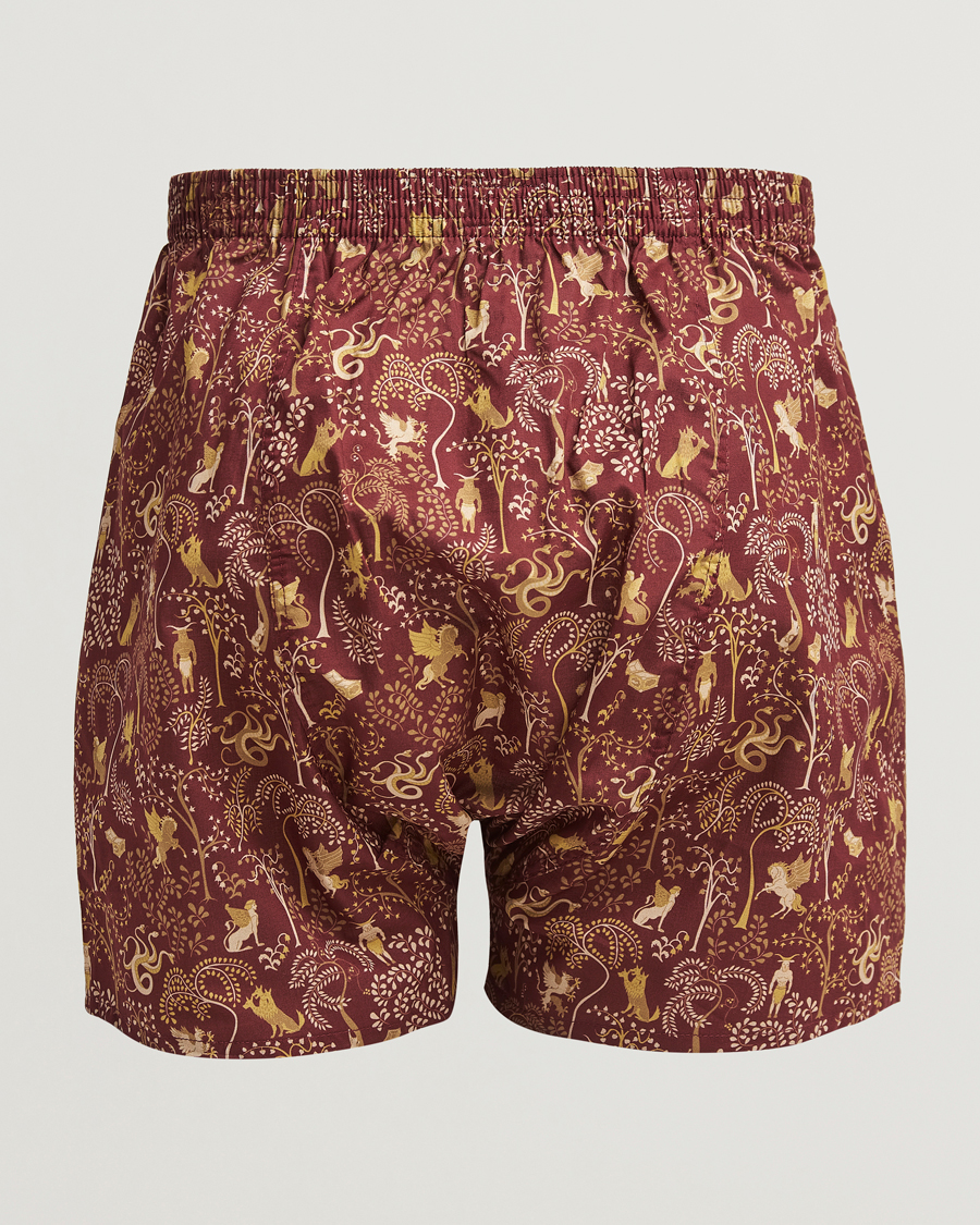 Hombres | Ropa interior y calcetines | Derek Rose | Classic Fit Woven Cotton Boxer Shorts Burgundy