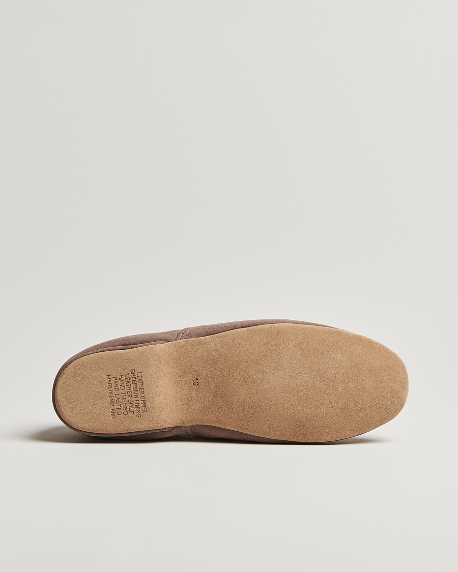 Hombres | Derek Rose Crawford Sheepskin Suede Slippers Beige | Derek Rose | Crawford Sheepskin Suede Slippers Beige