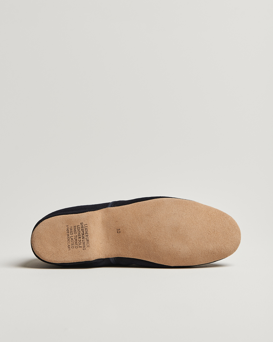 Hombres | Sandalias y chanclas | Derek Rose | Crawford Sheepskin Suede Slippers Navy