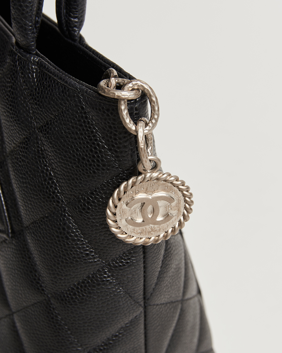 Hombres | Chanel Pre-Owned Médallion Tote Bag Black Caviar | Chanel Pre-Owned | Médallion Tote Bag Black Caviar