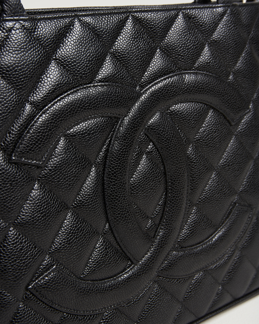 Hombres | Chanel Pre-Owned Médallion Tote Bag Black Caviar | Chanel Pre-Owned | Médallion Tote Bag Black Caviar