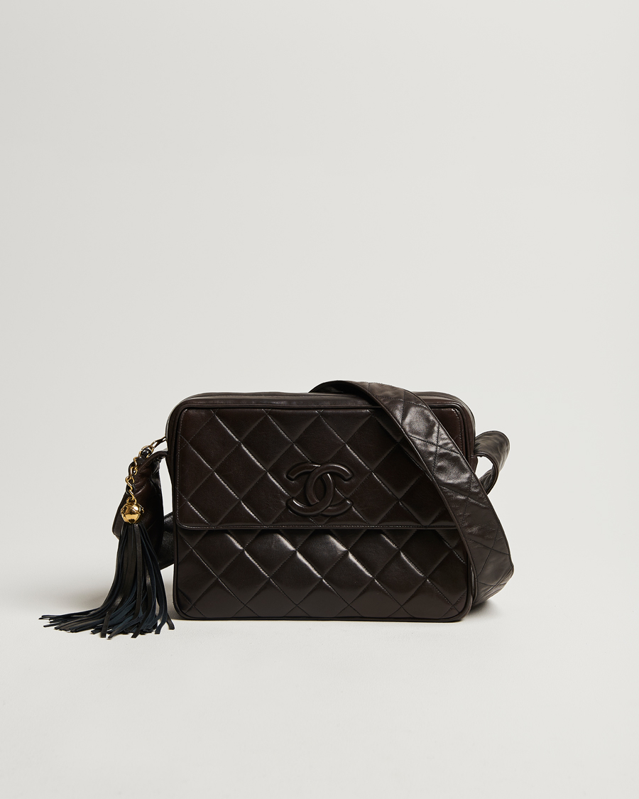 Hombres | Chanel Pre-Owned Tassel Flap Shoulder Bag Black Lambskin | Chanel Pre-Owned | Tassel Flap Shoulder Bag Black Lambskin