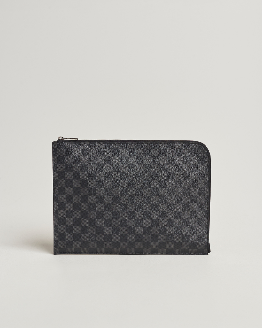 Hombres | Louis Vuitton Pre-Owned Poche Joule GM Clutch Bag Damier Graphite | Louis Vuitton Pre-Owned | Poche Joule GM Clutch Bag Damier Graphite