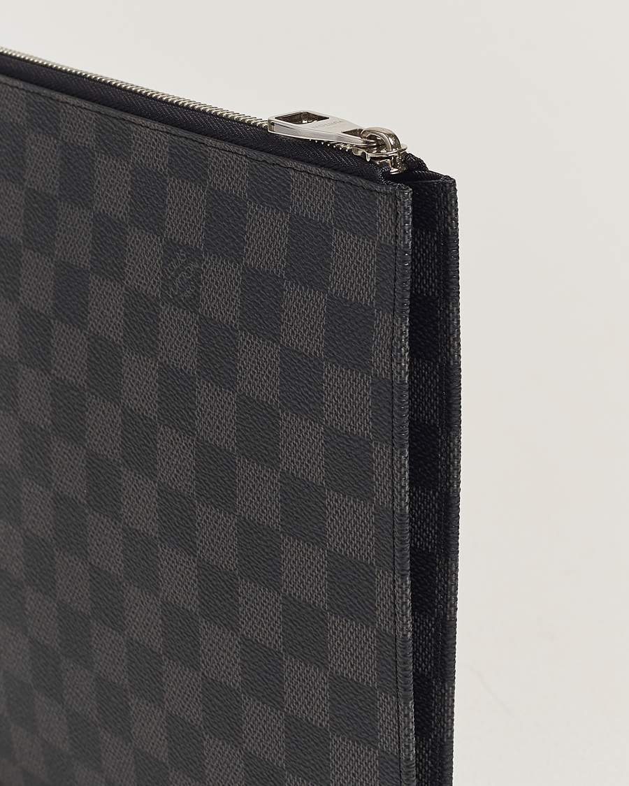 Hombres | Louis Vuitton Pre-Owned Poche Joule GM Clutch Bag Damier Graphite | Louis Vuitton Pre-Owned | Poche Joule GM Clutch Bag Damier Graphite