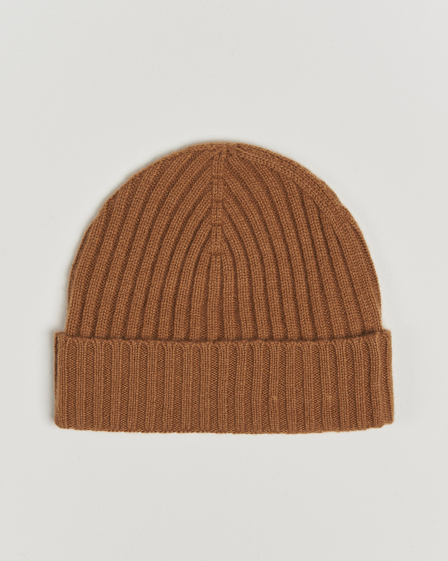 Hombres | Amanda Christensen Rib Knitted Cashmere Cap Nougat | Amanda Christensen | Rib Knitted Cashmere Cap Nougat