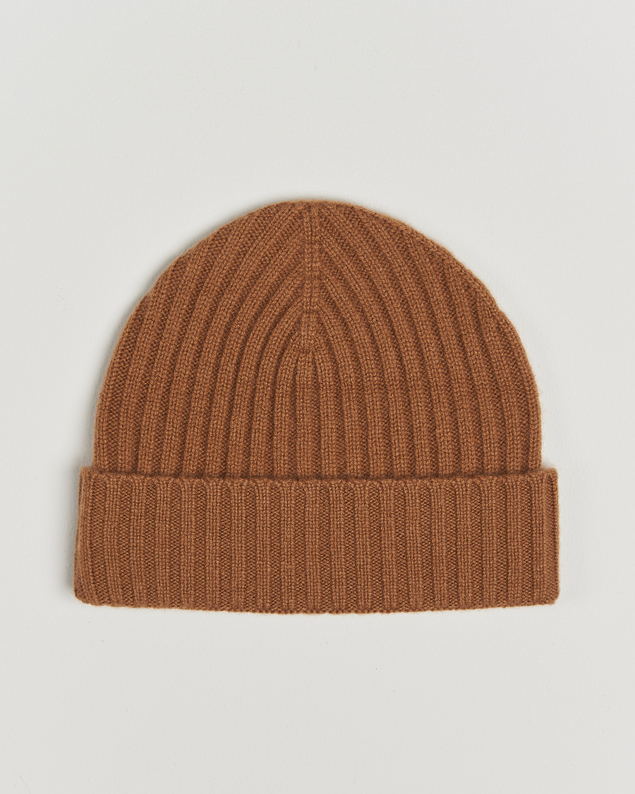 Hombres | Amanda Christensen Rib Knitted Cashmere Cap Nougat | Amanda Christensen | Rib Knitted Cashmere Cap Nougat