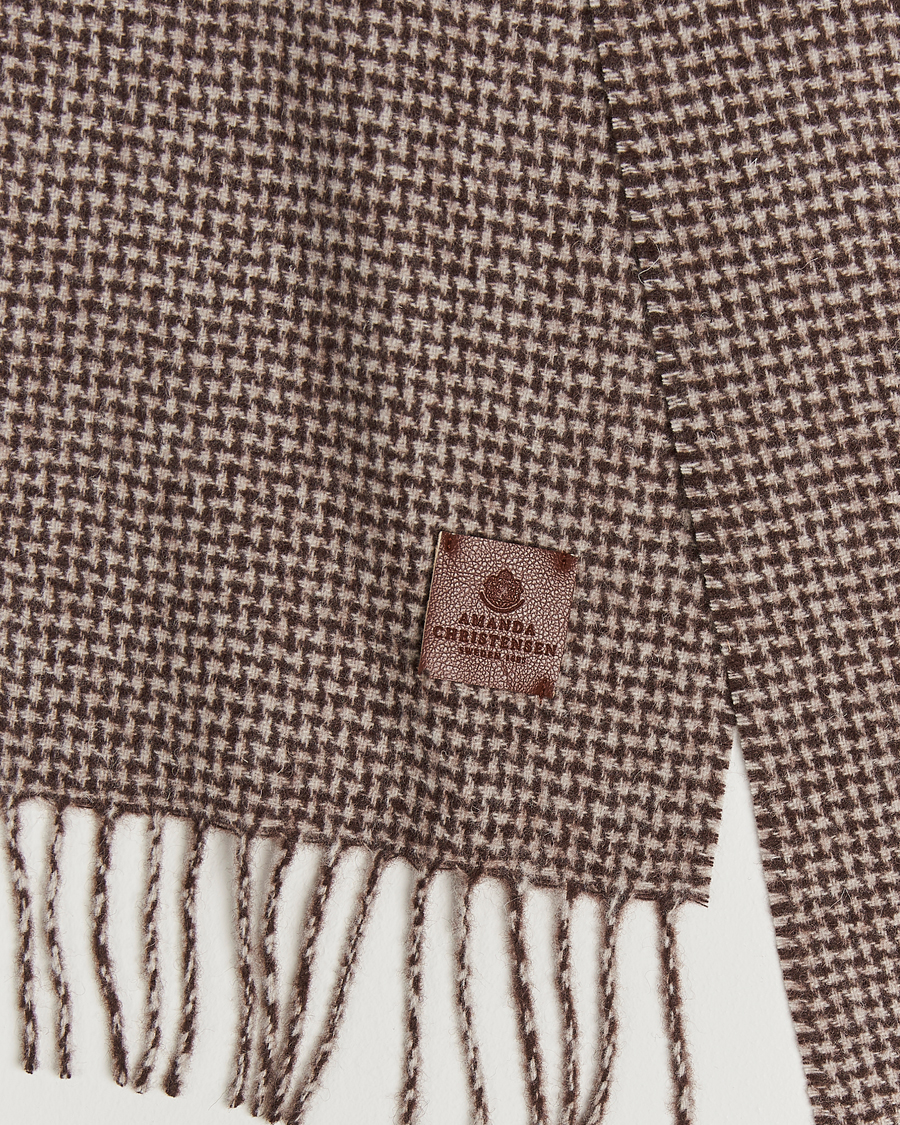 Hombres | Amanda Christensen Merino Wool Dogtooth Scarf Beige Melange | Amanda Christensen | Merino Wool Dogtooth Scarf Beige Melange