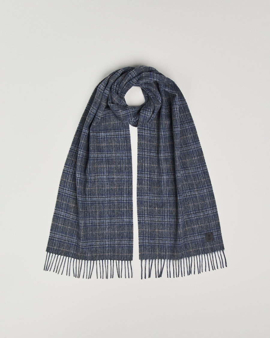 Hombres | Amanda Christensen Merino Wool Glencheck Scarf Blue | Amanda Christensen | Merino Wool Glencheck Scarf Blue
