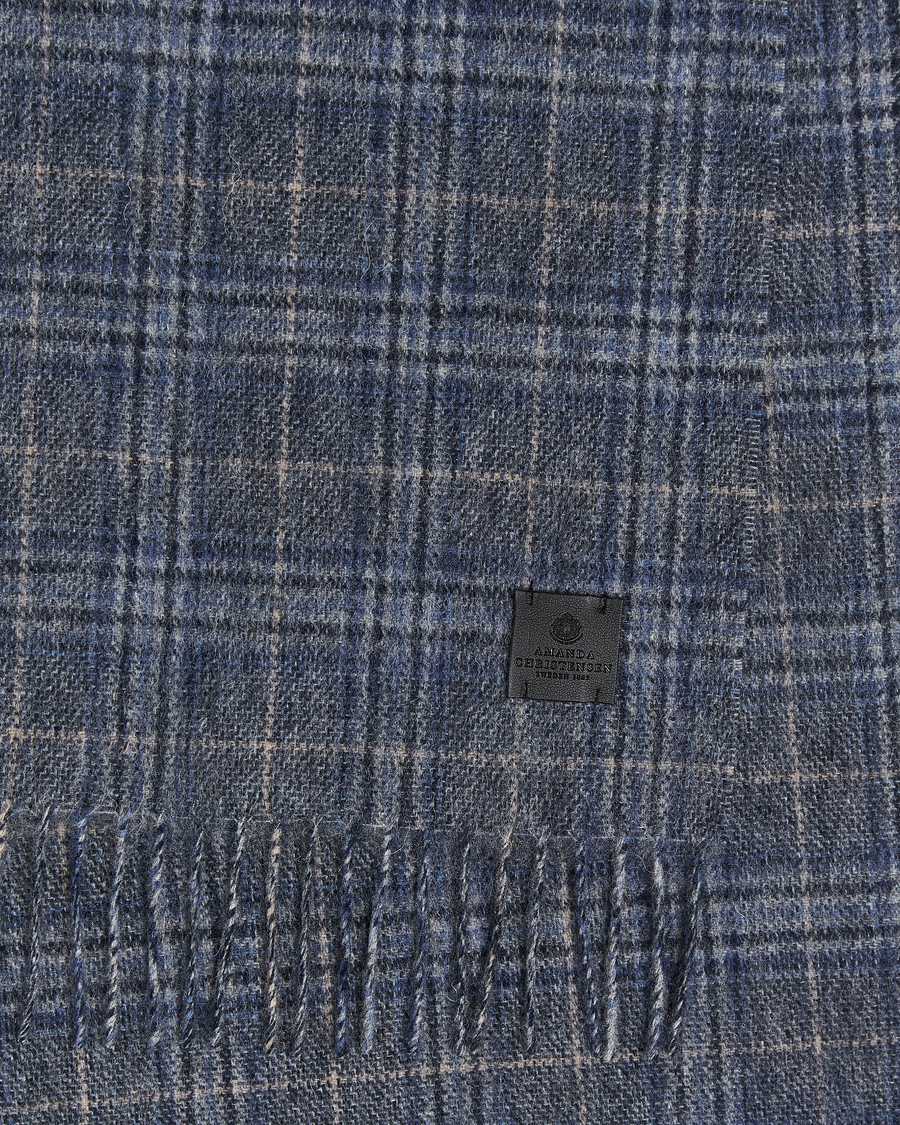 Hombres | Amanda Christensen Merino Wool Glencheck Scarf Blue | Amanda Christensen | Merino Wool Glencheck Scarf Blue