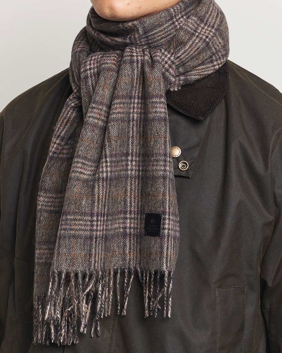 Hombres | Amanda Christensen Merino Wool Glencheck Scarf Grey | Amanda Christensen | Merino Wool Glencheck Scarf Grey
