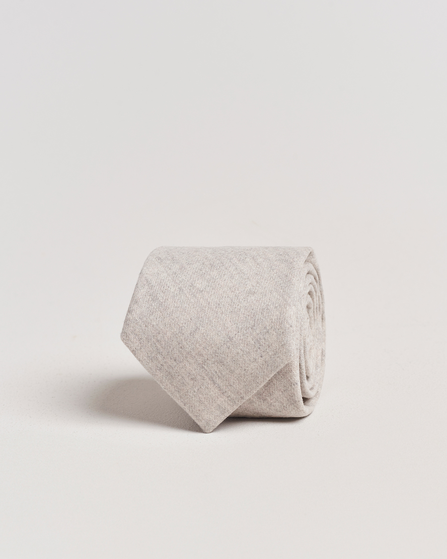Hombres | Amanda Christensen Wool Flannel 8cm Tie Light Beige | Amanda Christensen | Wool Flannel 8cm Tie Light Beige