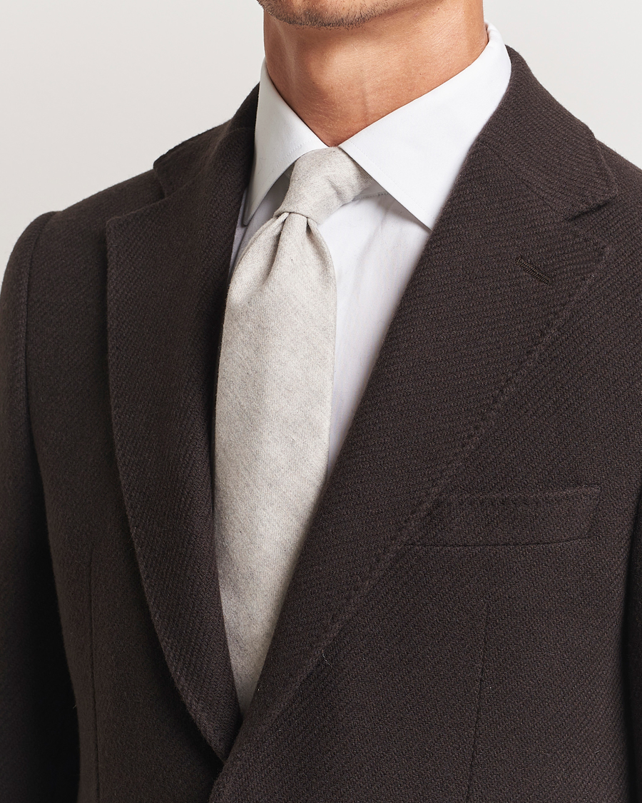 Hombres | Amanda Christensen Wool Flannel 8cm Tie Light Beige | Amanda Christensen | Wool Flannel 8cm Tie Light Beige
