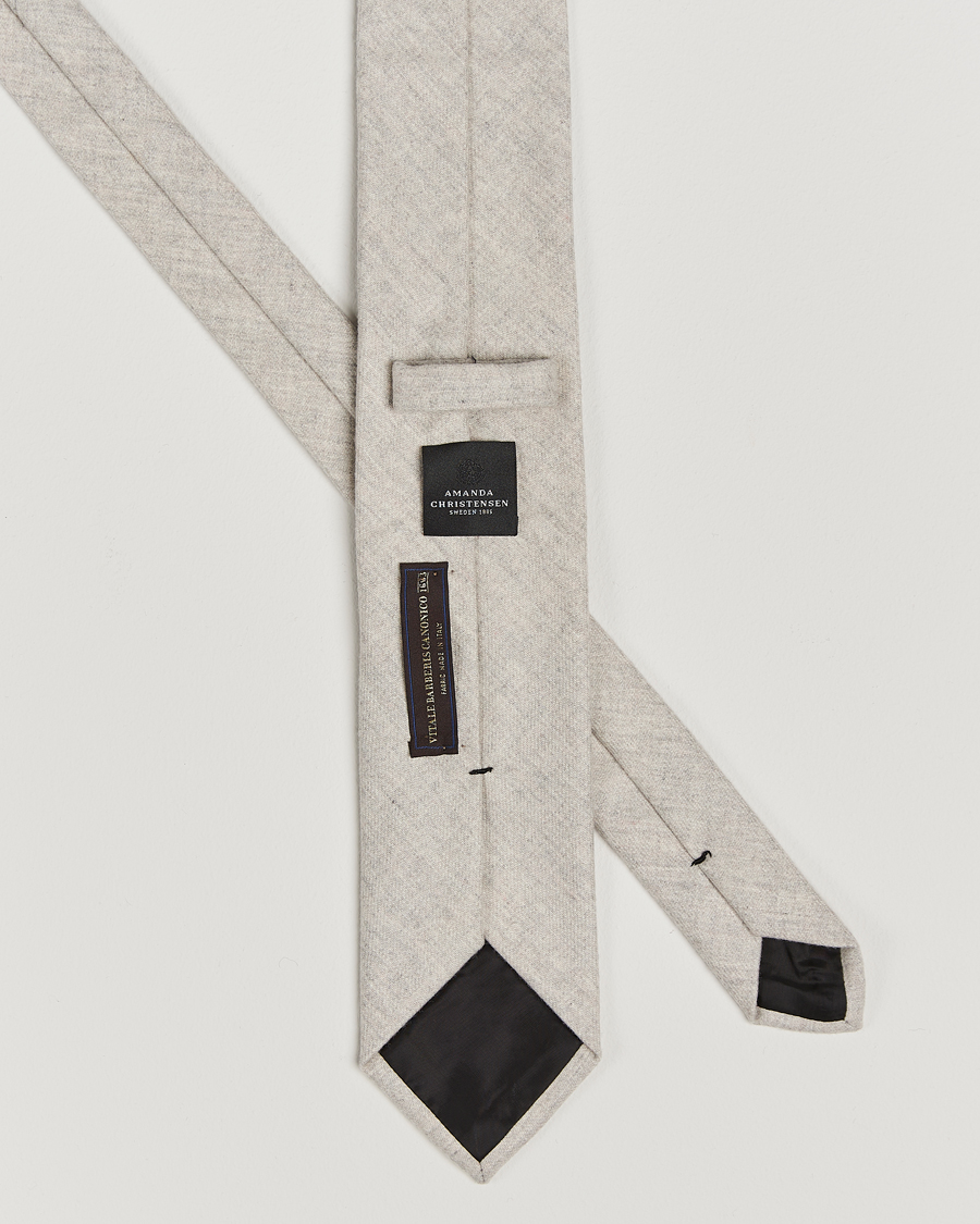 Hombres | Amanda Christensen Wool Flannel 8cm Tie Light Beige | Amanda Christensen | Wool Flannel 8cm Tie Light Beige