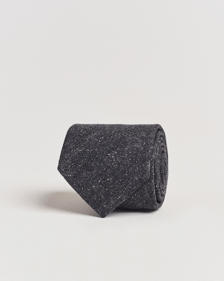 Hombres | Amanda Christensen Wool Donegal 8cm Tie Black | Amanda Christensen | Wool Donegal 8cm Tie Black