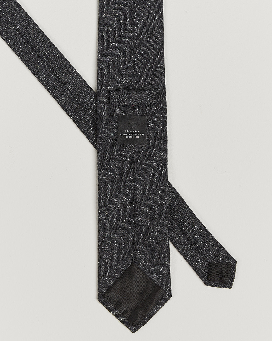 Hombres | Amanda Christensen Wool Donegal 8cm Tie Black | Amanda Christensen | Wool Donegal 8cm Tie Black