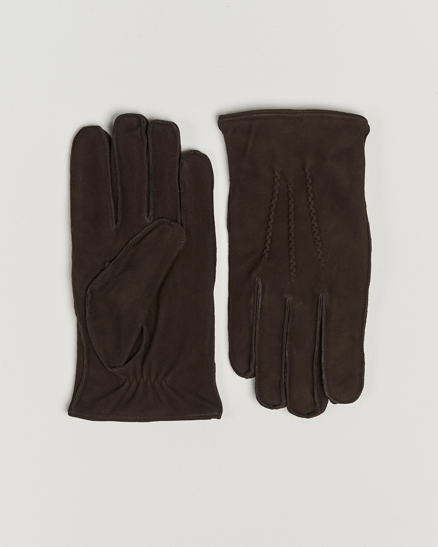 Hombres | Amanda Christensen Lined Suede Gloves Brown | Amanda Christensen | Lined Suede Gloves Brown