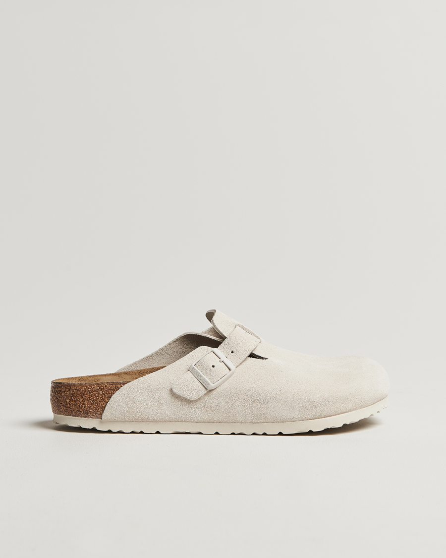 Hombres | BIRKENSTOCK Boston Classic Footbed Antique White Suede | BIRKENSTOCK | Boston Classic Footbed Antique White Suede