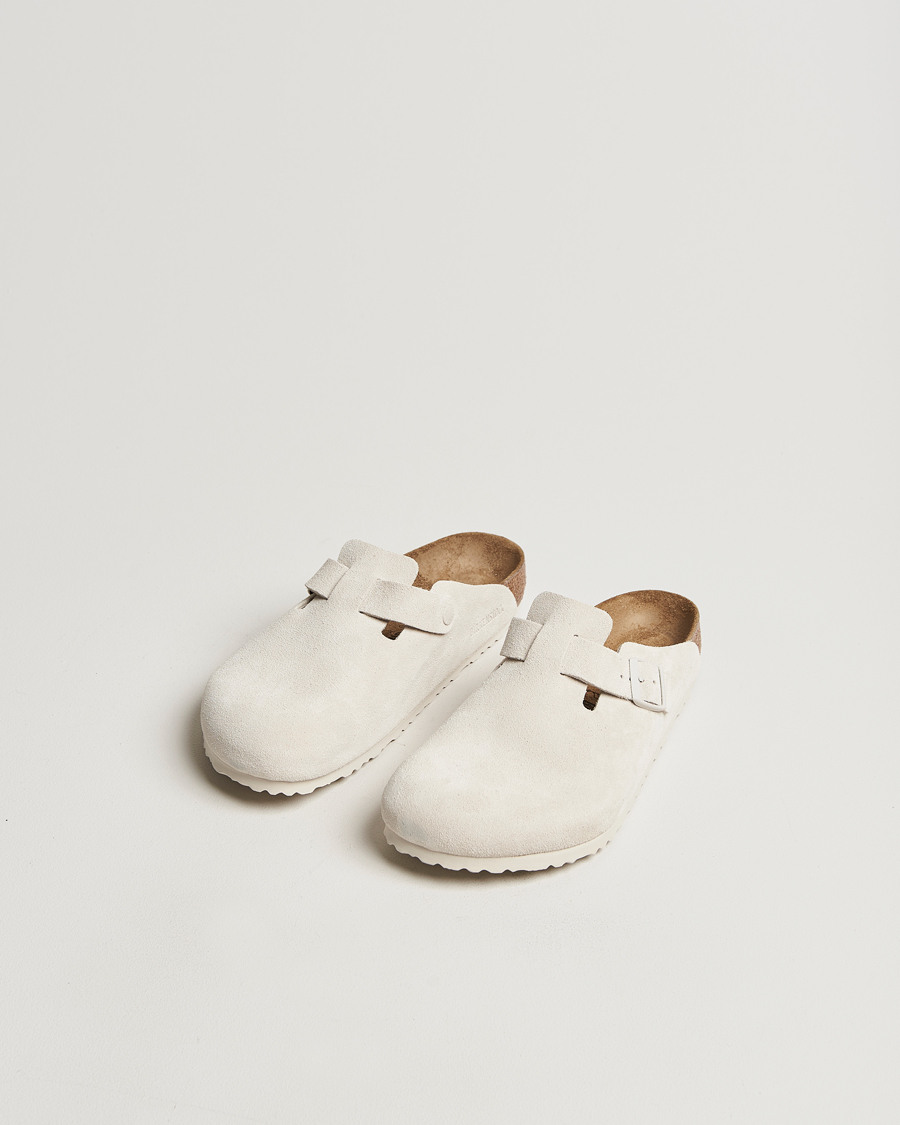 Hombres | BIRKENSTOCK Boston Classic Footbed Antique White Suede | BIRKENSTOCK | Boston Classic Footbed Antique White Suede
