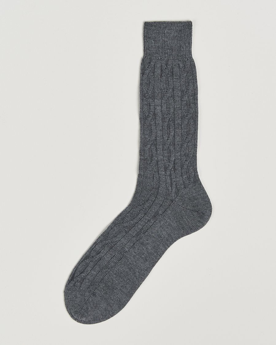 Hombres | Ropa interior y calcetines | Bresciani | Link Ribbed Wool Socks Light Grey