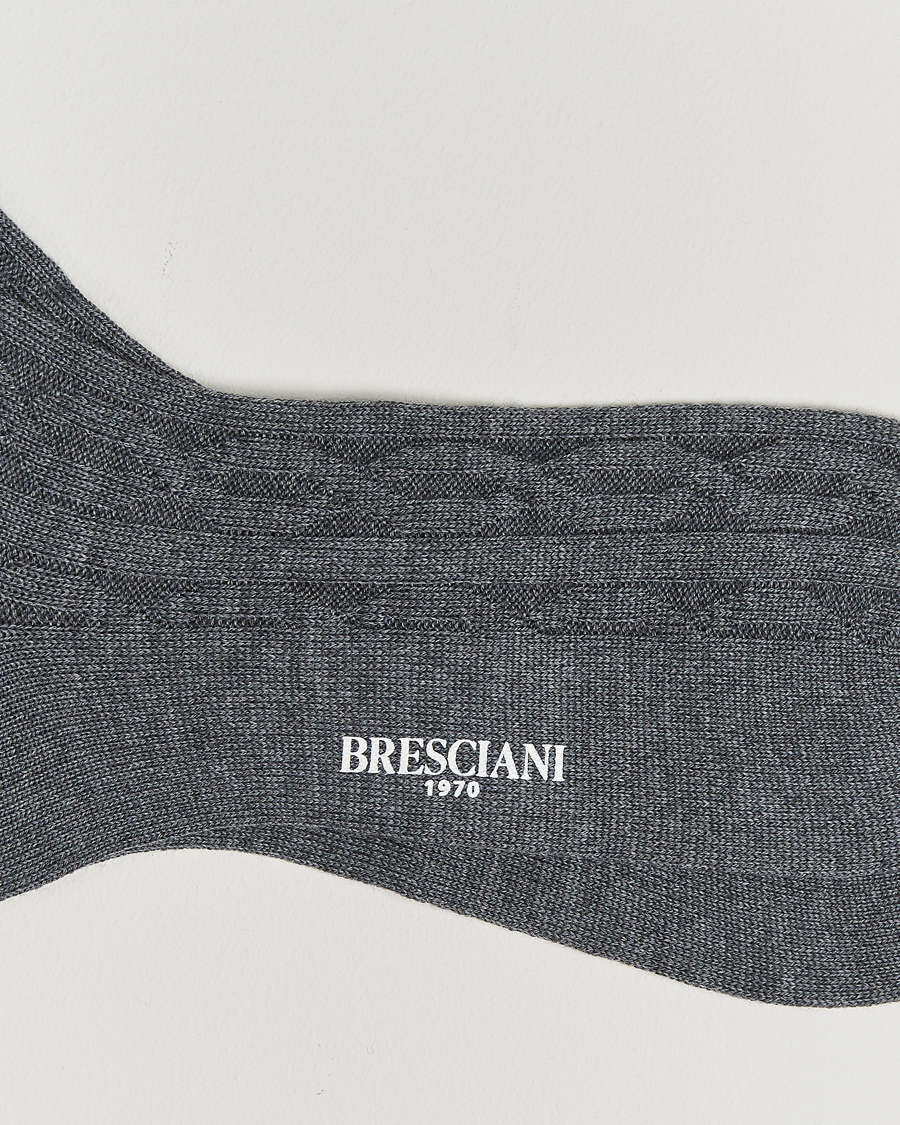 Hombres | Ropa interior y calcetines | Bresciani | Link Ribbed Wool Socks Light Grey