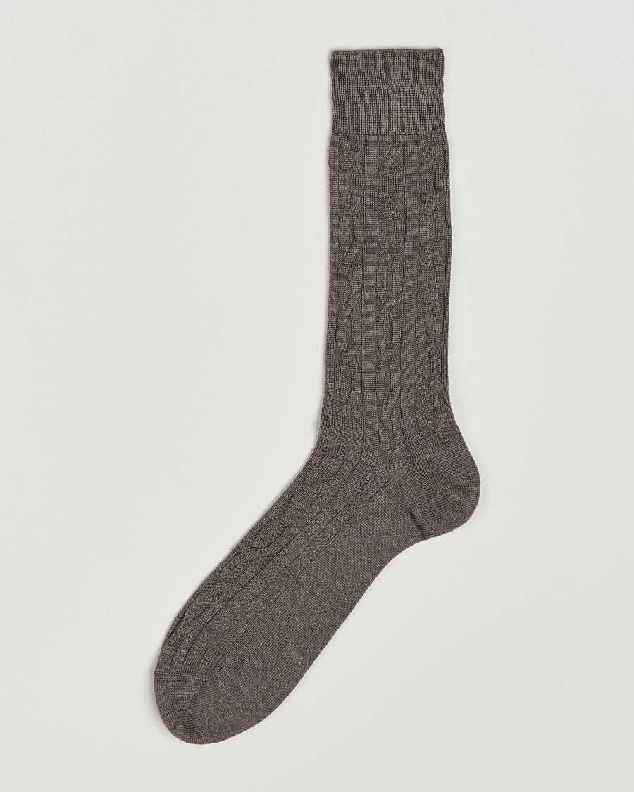 Hombres | Ropa interior y calcetines | Bresciani | Link Ribbed Wool Socks Taupe