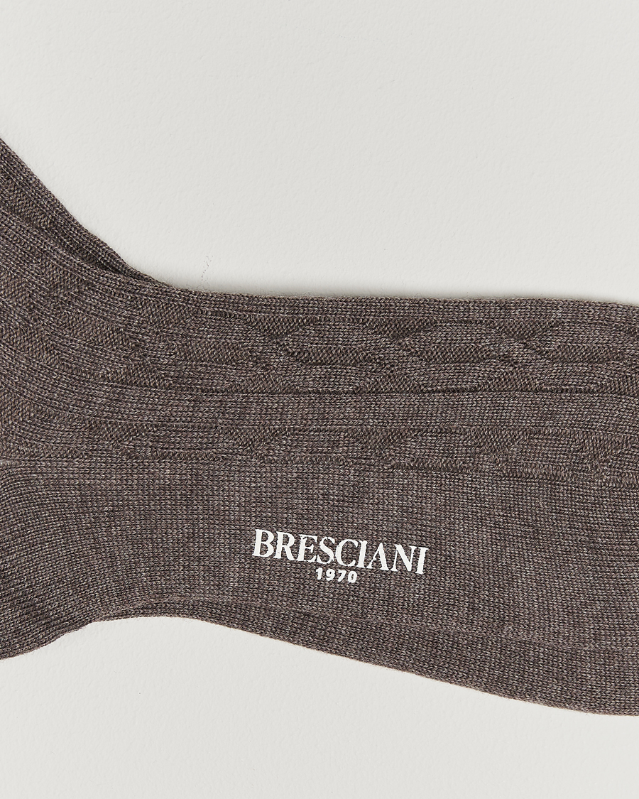 Hombres | Ropa interior y calcetines | Bresciani | Link Ribbed Wool Socks Taupe