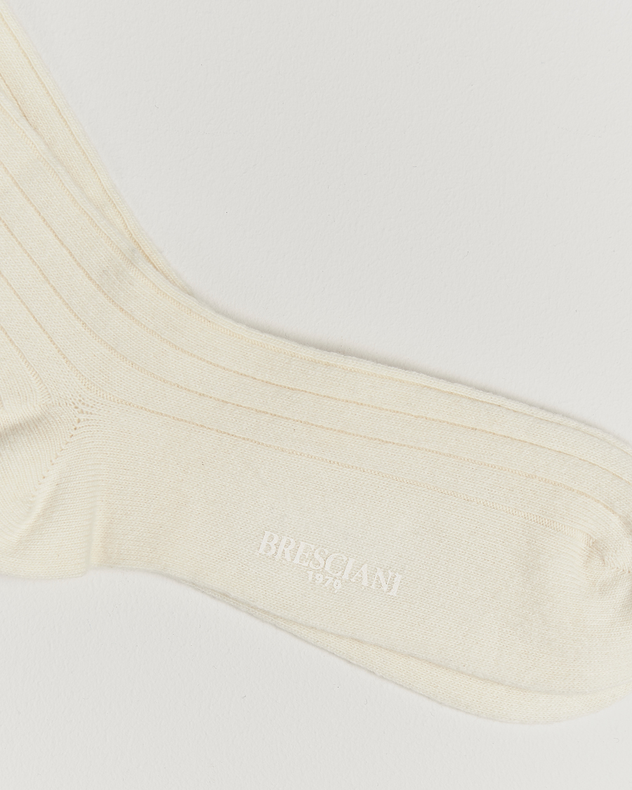 Hombres | Ropa interior y calcetines | Bresciani | Wool/Cashmere Ribbed Socks White