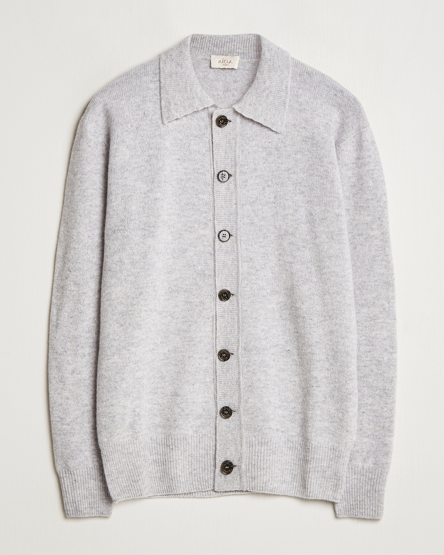 Hombres | Jerséis y prendas de punto | Altea | Shetland Collared Cardigan Light Grey
