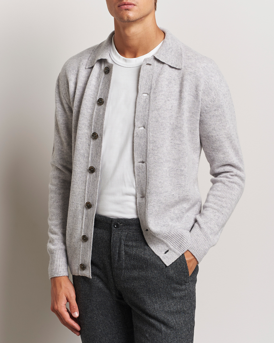 Hombres | Jerséis y prendas de punto | Altea | Shetland Collared Cardigan Light Grey