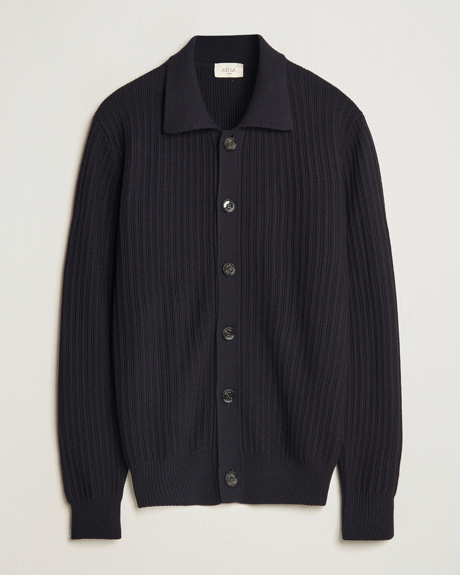 Hombres | Jerséis y prendas de punto | Altea | Rib Wool Cardigan Navy