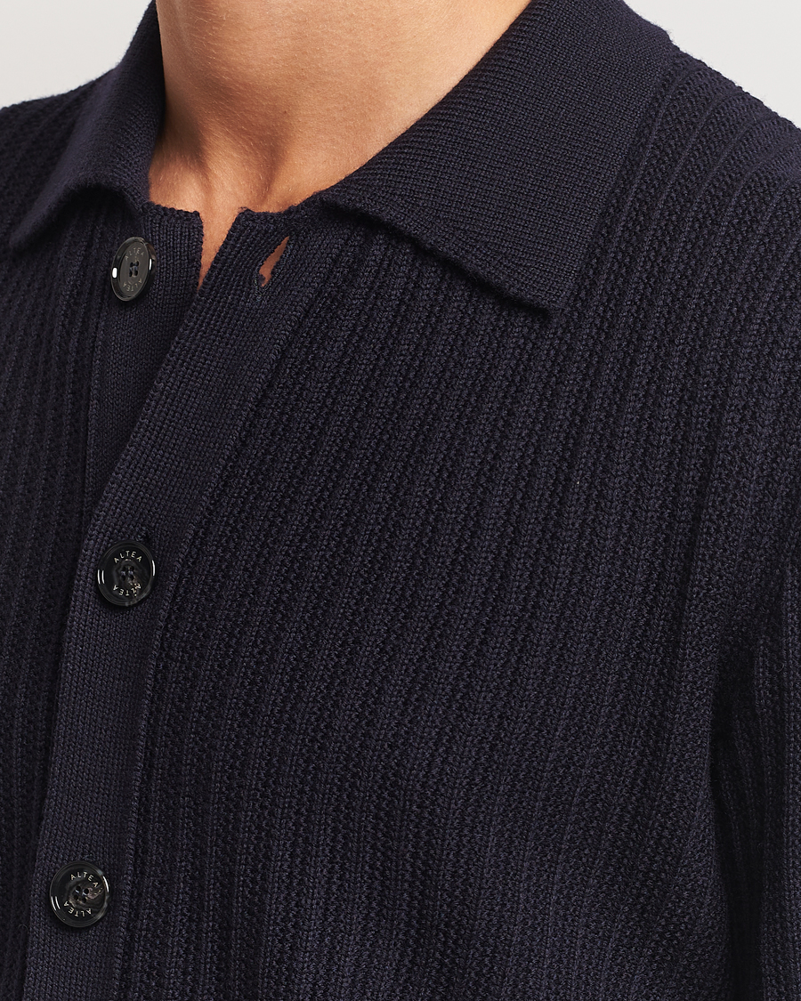 Hombres | Jerséis y prendas de punto | Altea | Rib Wool Cardigan Navy