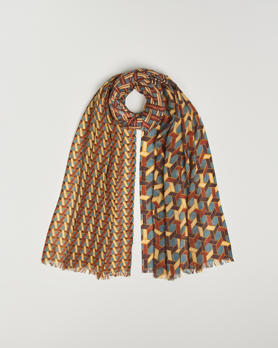 Hombres | Altea Printed Wool Scarf Orange | Altea | Printed Wool Scarf Orange