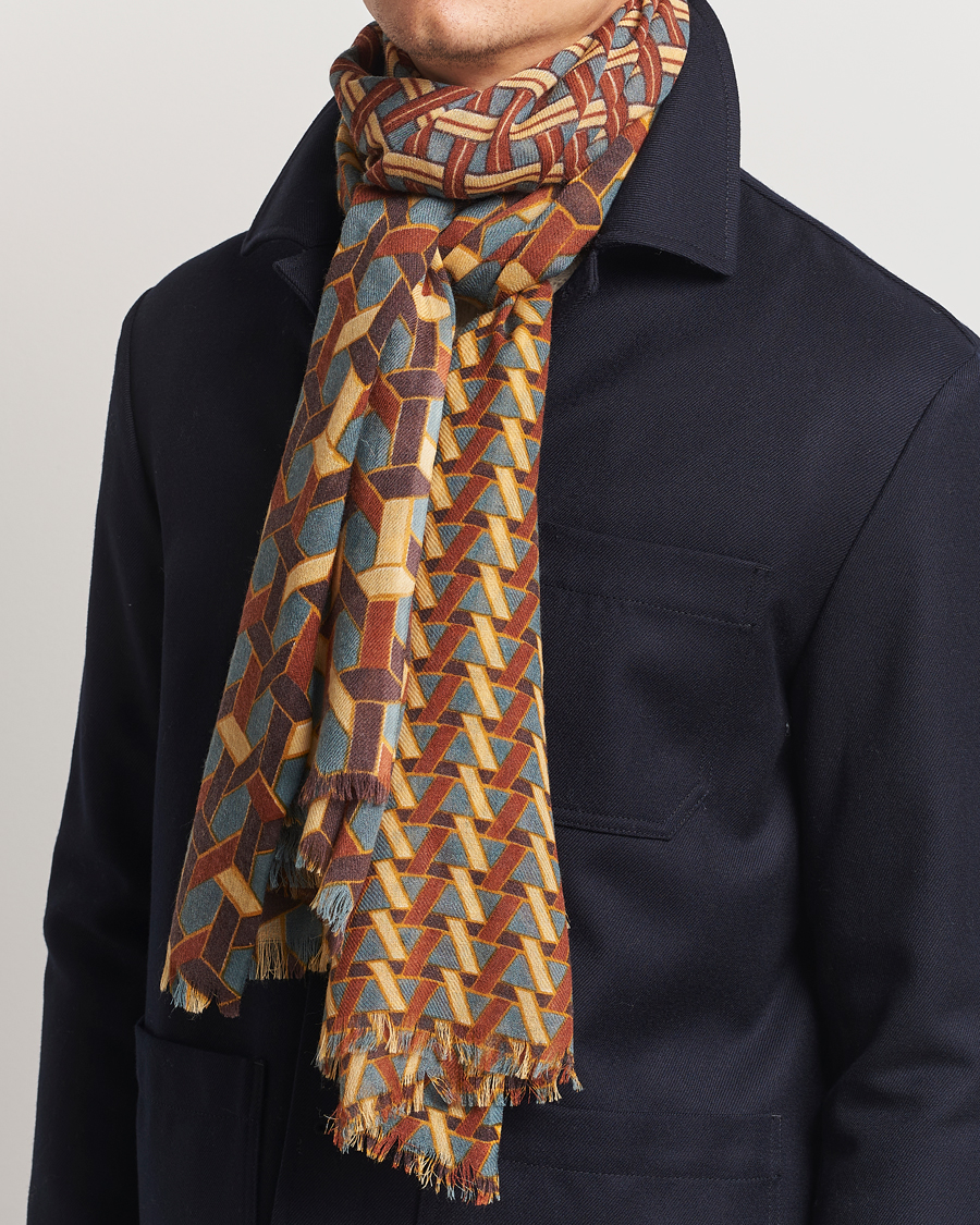 Hombres | Altea Printed Wool Scarf Orange | Altea | Printed Wool Scarf Orange