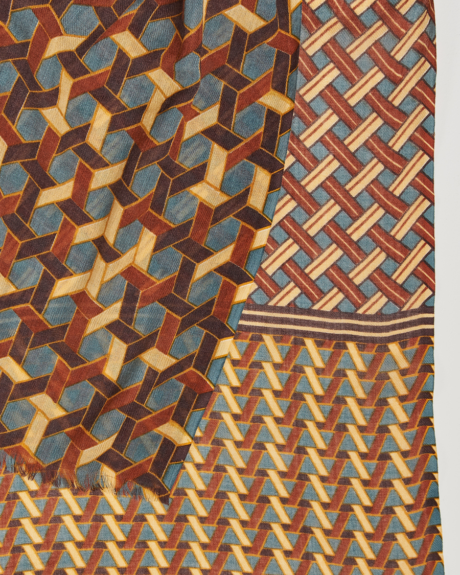 Hombres | Altea Printed Wool Scarf Orange | Altea | Printed Wool Scarf Orange