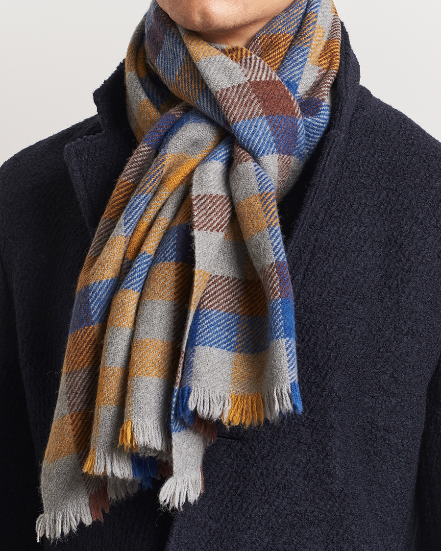 Hombres | Altea Check Wool Scarf Yellow/Beige | Altea | Check Wool Scarf Yellow/Beige