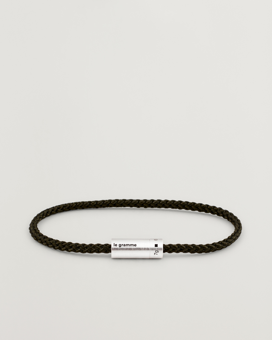 Hombres | Joyas | LE GRAMME | Nato Cable Brushed Bracelet Khaki/Sterling Silver