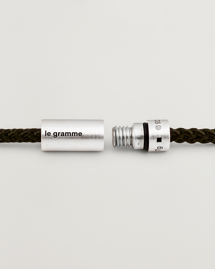 Hombres | Joyas | LE GRAMME | Nato Cable Brushed Bracelet Khaki/Sterling Silver