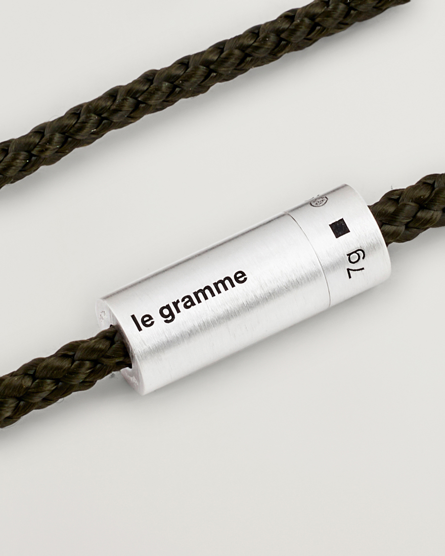 Hombres | Joyas | LE GRAMME | Nato Cable Brushed Bracelet Khaki/Sterling Silver